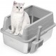 BAKAJI XXL Open Cat Litter Tray Steel Base with Sand Resistant Rim, Scoop and Container, Stain Resistant Mat, Non-Slip Backing, Capacity 35L, 60 x 40 x 30 cm BAKAJI XXL Open Cat Litter Tray Steel Base with Sand Resistant Rim, Scoop and Container, Stain Resistant Mat, Non-Slip Backing, Capacity 35L, 60 x 40 x 30 cm
