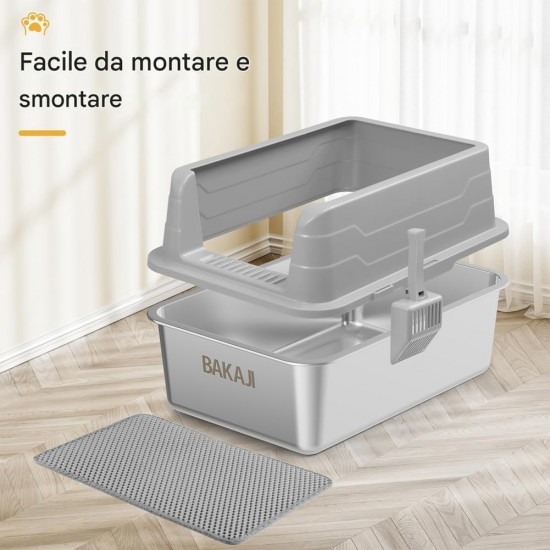 BAKAJI XXL Open Cat Litter Tray Steel Base with Sand Resistant Rim, Scoop and Container, Stain Resistant Mat, Non-Slip Backing, Capacity 35L, 60 x 40 x 30 cm BAKAJI XXL Open Cat Litter Tray Steel Base with Sand Resistant Rim, Scoop and Container, Stain Resistant Mat, Non-Slip Backing, Capacity 35L, 60 x 40 x 30 cm