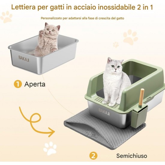 BAKAJI XXL Open Cat Litter Tray Steel Base with Sand Resistant Rim, Scoop and Container, Stain Resistant Mat, Non-Slip Backing, Capacity 35L, 60 x 40 x 30 cm BAKAJI XXL Open Cat Litter Tray Steel Base with Sand Resistant Rim, Scoop and Container, Stain Resistant Mat, Non-Slip Backing, Capacity 35L, 60 x 40 x 30 cm