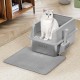 BAKAJI XXL Open Cat Litter Tray Steel Base with Sand Resistant Rim, Scoop and Container, Stain Resistant Mat, Non-Slip Backing, Capacity 35L, 60 x 40 x 30 cm BAKAJI XXL Open Cat Litter Tray Steel Base with Sand Resistant Rim, Scoop and Container, Stain Resistant Mat, Non-Slip Backing, Capacity 35L, 60 x 40 x 30 cm