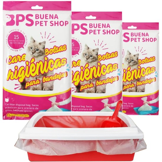 BPS Cat Litter Bag Cat Litter Tray Liners Drawstring Bag Total 45 Bags BPS Cat Litter Bag Cat Litter Tray Liners Drawstring Bag Total 45 Bags