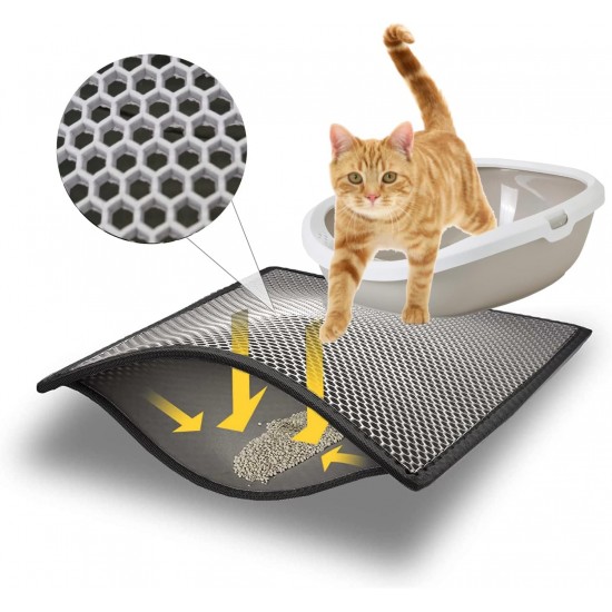 BYPET Cat Litter Tray Mat, Cat Mat 33 x 50 cm, Cat Litter Tray Mat, Honeycomb Design, Waterproof Double Layer Design, Honeycomb Mat (Grey 3350) BYPET Cat Litter Tray Mat, Cat Mat 33 x 50 cm, Cat Litter Tray Mat, Honeycomb Design, Waterproof Double Layer Design, Honeycomb Mat (Grey 3350)