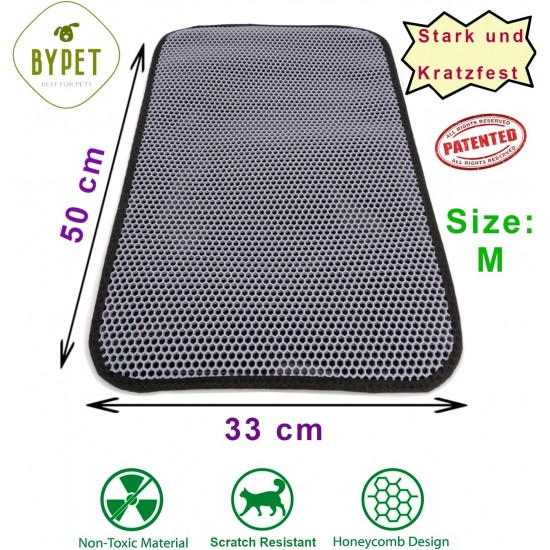 BYPET Cat Litter Tray Mat, Cat Mat 33 x 50 cm, Cat Litter Tray Mat, Honeycomb Design, Waterproof Double Layer Design, Honeycomb Mat (Grey 3350) BYPET Cat Litter Tray Mat, Cat Mat 33 x 50 cm, Cat Litter Tray Mat, Honeycomb Design, Waterproof Double Layer Design, Honeycomb Mat (Grey 3350)