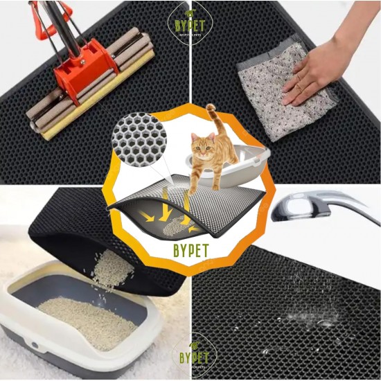 BYPET Cat Litter Tray Mat, Cat Mat 33 x 50 cm, Cat Litter Tray Mat, Honeycomb Design, Waterproof Double Layer Design, Honeycomb Mat (Grey 3350) BYPET Cat Litter Tray Mat, Cat Mat 33 x 50 cm, Cat Litter Tray Mat, Honeycomb Design, Waterproof Double Layer Design, Honeycomb Mat (Grey 3350)