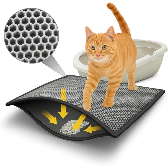 BYPET Cat Litter Tray Mat, Cat Mat 33 x 50 cm, Cat Litter Tray Mat, Honeycomb Design, Waterproof Double Layer Design, Honeycomb Mat (Grey 3350) BYPET Cat Litter Tray Mat, Cat Mat 33 x 50 cm, Cat Litter Tray Mat, Honeycomb Design, Waterproof Double Layer Design, Honeycomb Mat (Grey 3350)