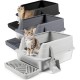 Bartuke Stainless Steel Cat Litter Box, Metal High Sided Litter Tray with Scoop, Filter Pedal, Non-Stick, Non-Odor, Easy Cleaning (Dark Grey) Bartuke Stainless Steel Cat Litter Box, Metal High Sided Litter Tray with Scoop, Filter Pedal, Non-Stick, Non-Odor, Easy Cleaning (Dark Grey)