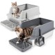 Bartuke Stainless Steel Cat Litter Box, Metal High Sided Litter Tray with Scoop, Filter Pedal, Non-Stick, Non-Odor, Easy Cleaning (Dark Grey) Bartuke Stainless Steel Cat Litter Box, Metal High Sided Litter Tray with Scoop, Filter Pedal, Non-Stick, Non-Odor, Easy Cleaning (Dark Grey)