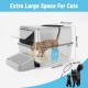 Bartuke Stainless Steel Cat Waste Box, Extra Large High-sided Metal Waste Tray with Pull-Out Drawer, Scoop, Filter Pedal, Non-Sticky, Odourless, Easy to Clean Bartuke Stainless Steel Cat Waste Box, Extra Large High-sided Metal Waste Tray with Pull-Out Drawer, Scoop, Filter Pedal, Non-Sticky, Odourless, Easy to Clean