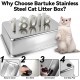 Bartuke Stainless Steel Cat Waste Box, Extra Large High-sided Metal Waste Tray with Pull-Out Drawer, Scoop, Filter Pedal, Non-Sticky, Odourless, Easy to Clean Bartuke Stainless Steel Cat Waste Box, Extra Large High-sided Metal Waste Tray with Pull-Out Drawer, Scoop, Filter Pedal, Non-Sticky, Odourless, Easy to Clean