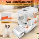 Bartuke Stainless Steel Cat Waste Box, Extra Large High-sided Metal Waste Tray with Pull-Out Drawer, Scoop, Filter Pedal, Non-Sticky, Odourless, Easy to Clean Bartuke Stainless Steel Cat Waste Box, Extra Large High-sided Metal Waste Tray with Pull-Out Drawer, Scoop, Filter Pedal, Non-Sticky, Odourless, Easy to Clean