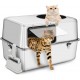 Bartuke Stainless Steel Cat Waste Box, Extra Large High-sided Metal Waste Tray with Pull-Out Drawer, Scoop, Filter Pedal, Non-Sticky, Odourless, Easy to Clean Bartuke Stainless Steel Cat Waste Box, Extra Large High-sided Metal Waste Tray with Pull-Out Drawer, Scoop, Filter Pedal, Non-Sticky, Odourless, Easy to Clean