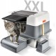 Bartuke Stainless Steel Cat Waste Box, Extra Large High-sided Metal Waste Tray with Pull-Out Drawer, Scoop, Filter Pedal, Non-Sticky, Odourless, Easy to Clean Bartuke Stainless Steel Cat Waste Box, Extra Large High-sided Metal Waste Tray with Pull-Out Drawer, Scoop, Filter Pedal, Non-Sticky, Odourless, Easy to Clean