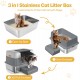 Bartuke Stainless Steel Cat Waste Box, Extra Large High-sided Metal Waste Tray with Pull-Out Drawer, Scoop, Filter Pedal, Non-Sticky, Odourless, Easy to Clean Bartuke Stainless Steel Cat Waste Box, Extra Large High-sided Metal Waste Tray with Pull-Out Drawer, Scoop, Filter Pedal, Non-Sticky, Odourless, Easy to Clean