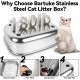 Bartuke Stainless Steel Cat Waste Box, Extra Large High-sided Metal Waste Tray with Pull-Out Drawer, Scoop, Filter Pedal, Non-Sticky, Odourless, Easy to Clean Bartuke Stainless Steel Cat Waste Box, Extra Large High-sided Metal Waste Tray with Pull-Out Drawer, Scoop, Filter Pedal, Non-Sticky, Odourless, Easy to Clean