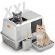 Bartuke Stainless Steel Cat Waste Box, Extra Large High-sided Metal Waste Tray with Pull-Out Drawer, Scoop, Filter Pedal, Non-Sticky, Odourless, Easy to Clean Bartuke Stainless Steel Cat Waste Box, Extra Large High-sided Metal Waste Tray with Pull-Out Drawer, Scoop, Filter Pedal, Non-Sticky, Odourless, Easy to Clean