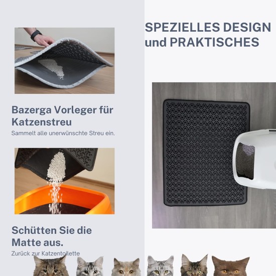 Bazerga Cat Litter Tray Mat, Cat Litter Mat, Cat Litter Tray Mat, Waterproof Double Layer Design Mat, 100% EVA from Cat Litter Trays & Accessories (38-61 cm, Grey) Bazerga Cat Litter Tray Mat, Cat Litter Mat, Cat Litter Tray Mat, Waterproof Double Layer Design Mat, 100% EVA from Cat Litter Trays & Accessories (38-61 cm, Grey)