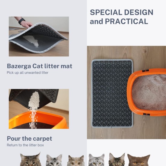 Bazerga Cat Litter Tray Mat, Cat Litter Mat, Cat Litter Tray Mat, Waterproof Double Layer Design Mat, 100% EVA from Cat Litter Trays & Accessories (38-61 cm, Grey) Bazerga Cat Litter Tray Mat, Cat Litter Mat, Cat Litter Tray Mat, Waterproof Double Layer Design Mat, 100% EVA from Cat Litter Trays & Accessories (38-61 cm, Grey)
