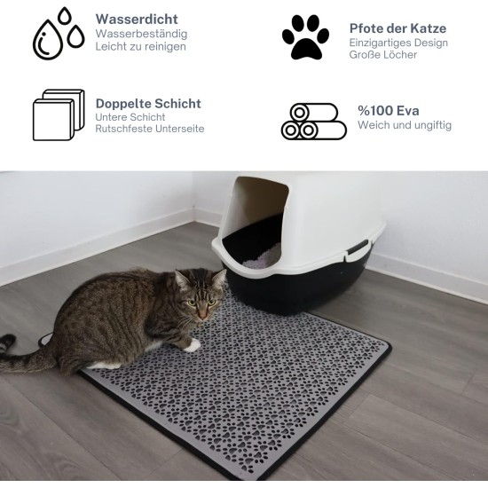 Bazerga Cat Litter Tray Mat, Cat Litter Mat, Cat Litter Tray Mat, Waterproof Double Layer Design Mat, 100% EVA from Cat Litter Trays & Accessories (38-61 cm, Grey) Bazerga Cat Litter Tray Mat, Cat Litter Mat, Cat Litter Tray Mat, Waterproof Double Layer Design Mat, 100% EVA from Cat Litter Trays & Accessories (38-61 cm, Grey)