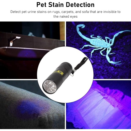 Black Light Torch, 395 Nm Black Light Torch, Mini Pet Urine Detector Light for Dogs, Cats Urine, Dry Spots, Bed Bugs, Stain Detector Black Light Torch, 395 Nm Black Light Torch, Mini Pet Urine Detector Light for Dogs, Cats Urine, Dry Spots, Bed Bugs, Stain Detector