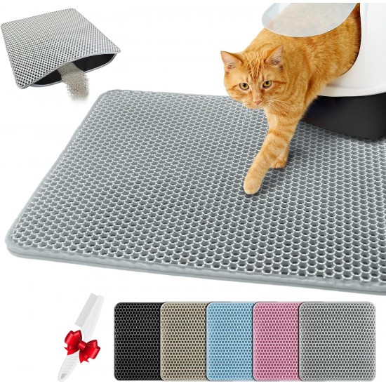 Blissstorm Cat Litter Tray Mat, 40 x 50 cm, Double Layer EVA Cat Litter Mat, Waterproof, Odourless, with Non-Slip Cat Mat, Easy to Clean Cat Litter Mat for All Cats Blissstorm Cat Litter Tray Mat, 40 x 50 cm, Double Layer EVA Cat Litter Mat, Waterproof, Odourless, with Non-Slip Cat Mat, Easy to Clean Cat Litter Mat for All Cats