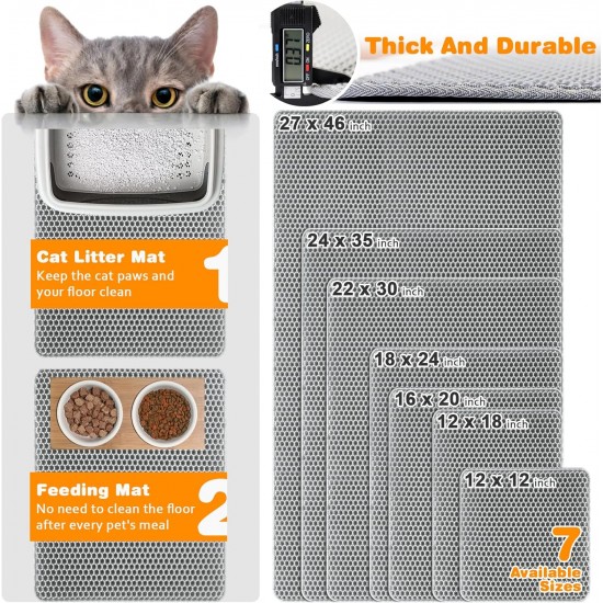 Blissstorm Cat Litter Tray Mat, 40 x 50 cm, Double Layer EVA Cat Litter Mat, Waterproof, Odourless, with Non-Slip Cat Mat, Easy to Clean Cat Litter Mat for All Cats Blissstorm Cat Litter Tray Mat, 40 x 50 cm, Double Layer EVA Cat Litter Mat, Waterproof, Odourless, with Non-Slip Cat Mat, Easy to Clean Cat Litter Mat for All Cats