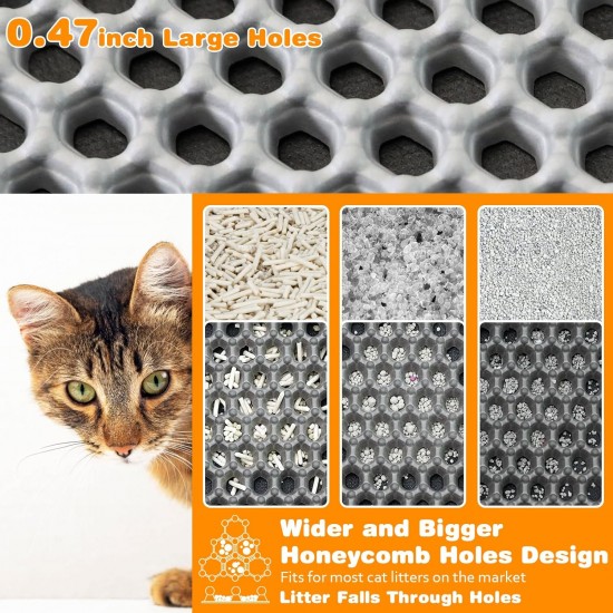 Blissstorm Cat Litter Tray Mat, 40 x 50 cm, Double Layer EVA Cat Litter Mat, Waterproof, Odourless, with Non-Slip Cat Mat, Easy to Clean Cat Litter Mat for All Cats Blissstorm Cat Litter Tray Mat, 40 x 50 cm, Double Layer EVA Cat Litter Mat, Waterproof, Odourless, with Non-Slip Cat Mat, Easy to Clean Cat Litter Mat for All Cats