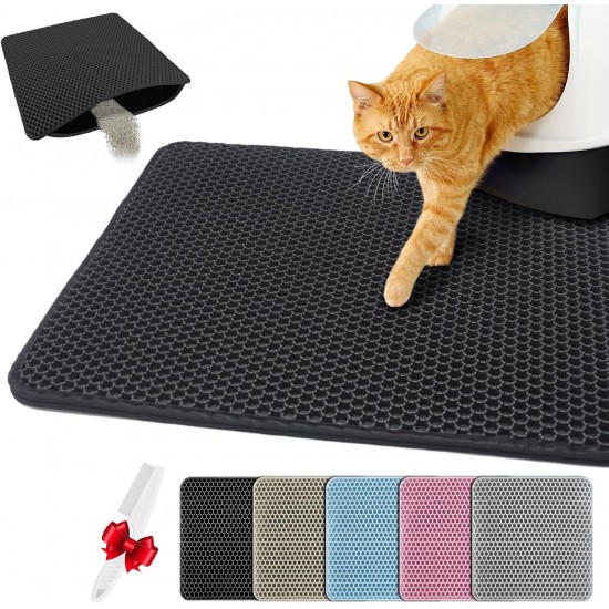 Blissstorm Cat Litter Tray Mat, 40 x 50 cm, Double Layer EVA Cat Litter Mat, Waterproof, Odourless, with Non-Slip Cat Mat, Easy to Clean Cat Litter Mat for All Cats Blissstorm Cat Litter Tray Mat, 40 x 50 cm, Double Layer EVA Cat Litter Mat, Waterproof, Odourless, with Non-Slip Cat Mat, Easy to Clean Cat Litter Mat for All Cats