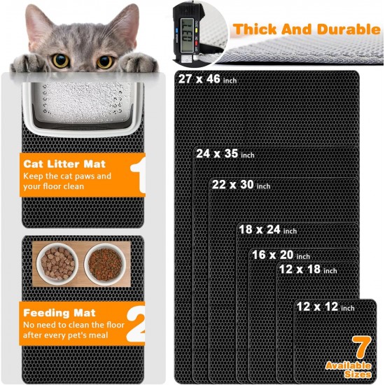 Blissstorm Cat Litter Tray Mat, 40 x 50 cm, Double Layer EVA Cat Litter Mat, Waterproof, Odourless, with Non-Slip Cat Mat, Easy to Clean Cat Litter Mat for All Cats Blissstorm Cat Litter Tray Mat, 40 x 50 cm, Double Layer EVA Cat Litter Mat, Waterproof, Odourless, with Non-Slip Cat Mat, Easy to Clean Cat Litter Mat for All Cats