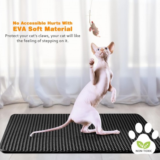 Blissstorm Cat Litter Tray Mat, 40 x 50 cm, Double Layer EVA Cat Litter Mat, Waterproof, Odourless, with Non-Slip Cat Mat, Easy to Clean Cat Litter Mat for All Cats Blissstorm Cat Litter Tray Mat, 40 x 50 cm, Double Layer EVA Cat Litter Mat, Waterproof, Odourless, with Non-Slip Cat Mat, Easy to Clean Cat Litter Mat for All Cats