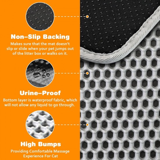Blissstorm Cat Litter Tray Mat, 40 x 50 cm, Double Layer EVA Cat Litter Mat, Waterproof, Odourless, with Non-Slip Cat Mat, Easy to Clean Cat Litter Mat for All Cats Blissstorm Cat Litter Tray Mat, 40 x 50 cm, Double Layer EVA Cat Litter Mat, Waterproof, Odourless, with Non-Slip Cat Mat, Easy to Clean Cat Litter Mat for All Cats