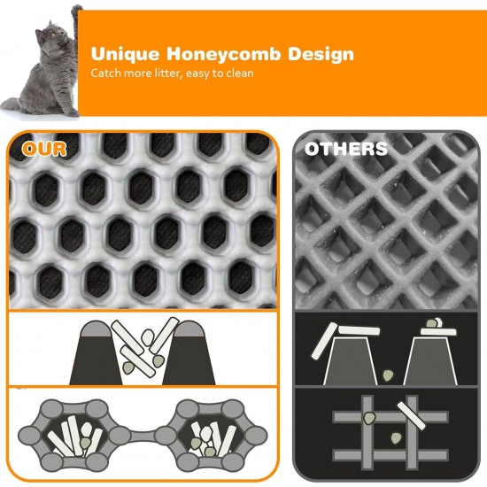 Blissstorm Cat Litter Tray Mat, 40 x 50 cm, Double Layer EVA Cat Litter Mat, Waterproof, Odourless, with Non-Slip Cat Mat, Easy to Clean Cat Litter Mat for All Cats Blissstorm Cat Litter Tray Mat, 40 x 50 cm, Double Layer EVA Cat Litter Mat, Waterproof, Odourless, with Non-Slip Cat Mat, Easy to Clean Cat Litter Mat for All Cats