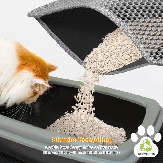 Blissstorm Cat Litter Tray Mat, 40 x 50 cm, Double Layer EVA Cat Litter Mat, Waterproof, Odourless, with Non-Slip Cat Mat, Easy to Clean Cat Litter Mat for All Cats Blissstorm Cat Litter Tray Mat, 40 x 50 cm, Double Layer EVA Cat Litter Mat, Waterproof, Odourless, with Non-Slip Cat Mat, Easy to Clean Cat Litter Mat for All Cats