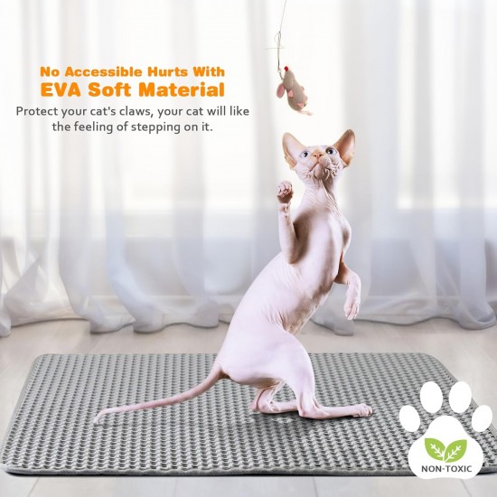 Blissstorm Cat Litter Tray Mat, 40 x 50 cm, Double Layer EVA Cat Litter Mat, Waterproof, Odourless, with Non-Slip Cat Mat, Easy to Clean Cat Litter Mat for All Cats Blissstorm Cat Litter Tray Mat, 40 x 50 cm, Double Layer EVA Cat Litter Mat, Waterproof, Odourless, with Non-Slip Cat Mat, Easy to Clean Cat Litter Mat for All Cats