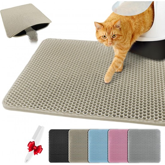 Blissstorm Cat Litter Tray Mat, 40 x 50 cm, Double Layer EVA Cat Litter Mat, Waterproof, Odourless, with Non-Slip Cat Mat, Easy to Clean Cat Litter Mat for All Cats Blissstorm Cat Litter Tray Mat, 40 x 50 cm, Double Layer EVA Cat Litter Mat, Waterproof, Odourless, with Non-Slip Cat Mat, Easy to Clean Cat Litter Mat for All Cats