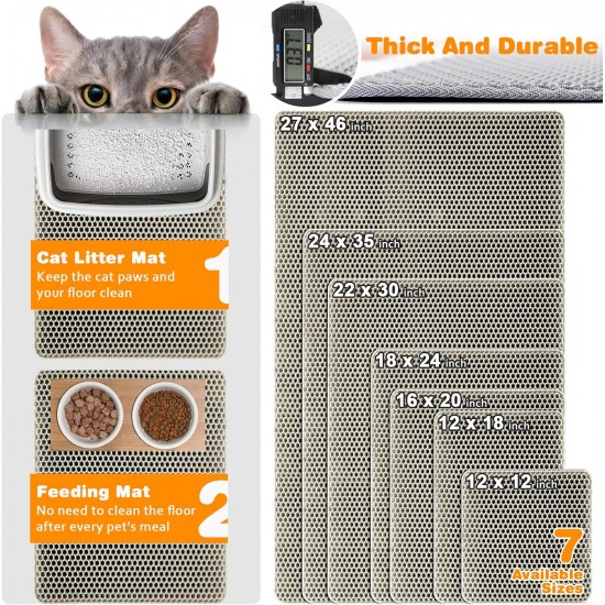 Blissstorm Cat Litter Tray Mat, 40 x 50 cm, Double Layer EVA Cat Litter Mat, Waterproof, Odourless, with Non-Slip Cat Mat, Easy to Clean Cat Litter Mat for All Cats Blissstorm Cat Litter Tray Mat, 40 x 50 cm, Double Layer EVA Cat Litter Mat, Waterproof, Odourless, with Non-Slip Cat Mat, Easy to Clean Cat Litter Mat for All Cats