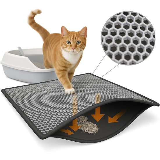 Blue Eyes Cat Litter Tray Mat, Cat Mat 40 x 60 cm, Cat Litter Tray Mat, Honeycomb Design, Waterproof Double Layer Design, Honeycomb Mat (Grey-6040) Blue Eyes Cat Litter Tray Mat, Cat Mat 40 x 60 cm, Cat Litter Tray Mat, Honeycomb Design, Waterproof Double Layer Design, Honeycomb Mat (Grey-6040)