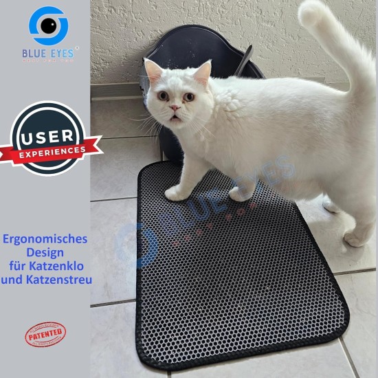 Blue Eyes Cat Litter Tray Mat, Cat Mat 40 x 60 cm, Cat Litter Tray Mat, Honeycomb Design, Waterproof Double Layer Design, Honeycomb Mat (Grey-6040) Blue Eyes Cat Litter Tray Mat, Cat Mat 40 x 60 cm, Cat Litter Tray Mat, Honeycomb Design, Waterproof Double Layer Design, Honeycomb Mat (Grey-6040)