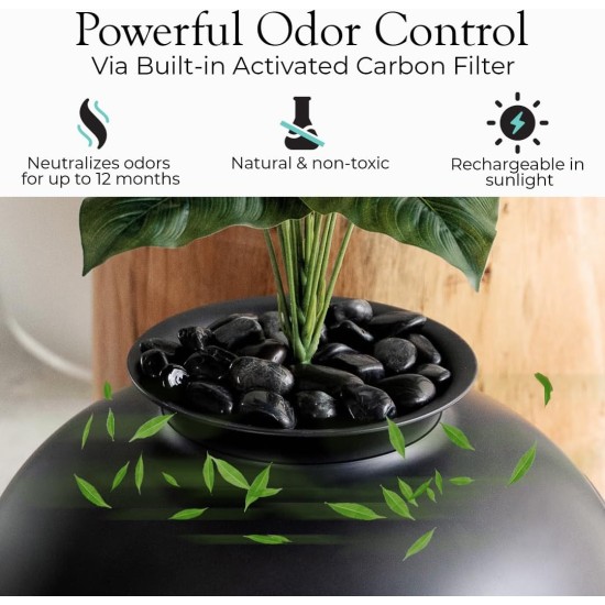 Bundle & Bliss Secret Cat Litter Tray - Hidden Cat Litter Tray with Odour Control, Carbon Filter, Artificial Plant and Real Stones, Perfect for Large Cats (Matte Black) Bundle & Bliss Secret Cat Litter Tray - Hidden Cat Litter Tray with Odour Control, Carbon Filter, Artificial Plant and Real Stones, Perfect for Large Cats (Matte Black)