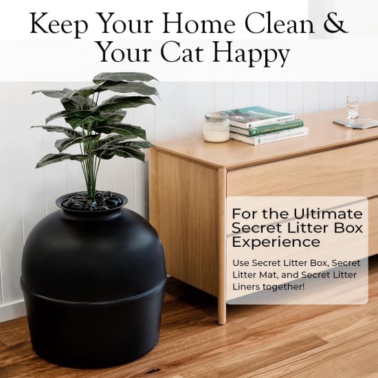 Bundle & Bliss Secret Cat Litter Tray - Hidden Cat Litter Tray with Odour Control, Carbon Filter, Artificial Plant and Real Stones, Perfect for Large Cats (Matte Black) Bundle & Bliss Secret Cat Litter Tray - Hidden Cat Litter Tray with Odour Control, Carbon Filter, Artificial Plant and Real Stones, Perfect for Large Cats (Matte Black)