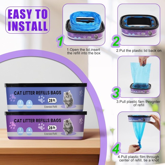 Cartridge Compatible with Your Cat Genie Litter Standard, Plus and XL Cat Litter Bucket Refills, 28ft 2-Pack / Superior Odour Control Cartridge Compatible with Your Cat Genie Litter Standard, Plus and XL Cat Litter Bucket Refills, 28ft 2-Pack / Superior Odour Control