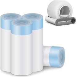 Cat Litter Box Bags, 80 Pieces Cat Litter Tray Liners for Automatic Cat Litter Box Self Cleaning, 4 Rolls 18 x 18 Inch Robot Drawstring Bags, White Cat Litter Box Bags, 80 Pieces Cat Litter Tray Liners for Automatic Cat Litter Box Self Cleaning, 4 Rolls 18 x 18 Inch Robot Drawstring Bags, White