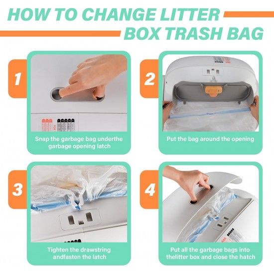 Cat Litter Box Bags, 80 Pieces Cat Litter Tray Liners for Automatic Cat Litter Box Self Cleaning, 4 Rolls 18 x 18 Inch Robot Drawstring Bags, White Cat Litter Box Bags, 80 Pieces Cat Litter Tray Liners for Automatic Cat Litter Box Self Cleaning, 4 Rolls 18 x 18 Inch Robot Drawstring Bags, White