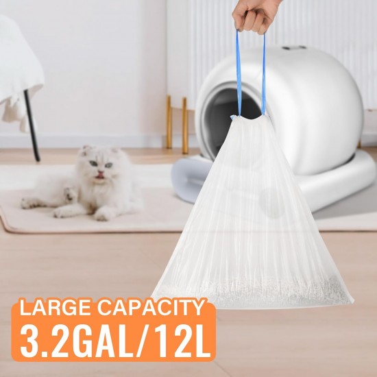 Cat Litter Box Bags, 80 Pieces Cat Litter Tray Liners for Automatic Cat Litter Box Self Cleaning, 4 Rolls 18 x 18 Inch Robot Drawstring Bags, White Cat Litter Box Bags, 80 Pieces Cat Litter Tray Liners for Automatic Cat Litter Box Self Cleaning, 4 Rolls 18 x 18 Inch Robot Drawstring Bags, White