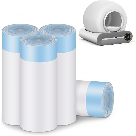 Cat Litter Box Bags, 80 Pieces Cat Litter Tray Liners for Automatic Cat Litter Box Self Cleaning, 4 Rolls 18 x 18 Inch Robot Drawstring Bags, White Cat Litter Box Bags, 80 Pieces Cat Litter Tray Liners for Automatic Cat Litter Box Self Cleaning, 4 Rolls 18 x 18 Inch Robot Drawstring Bags, White