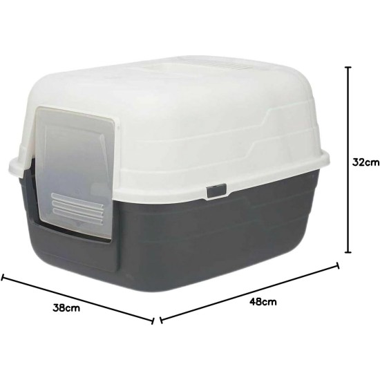 Cat Litter Tray 48 x 32 x 38 cm Charcoal Plastic Pack of 12 Cat Litter Tray 48 x 32 x 38 cm Charcoal Plastic Pack of 12