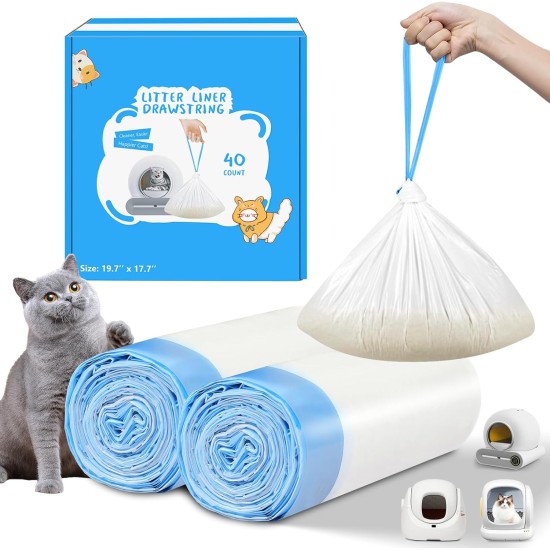 Cat Litter Tray Bags with Drawstrings, Tear-Resistant Cat Litter Box Bags for Cat Litter, Liquid-Proof and Durable - 45 x 50 cm Cat Litter Tray Bags with Drawstrings, Tear-Resistant Cat Litter Box Bags for Cat Litter, Liquid-Proof and Durable - 45 x 50 cm