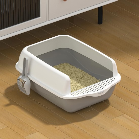 Cat Litter Tray Cat Litter Tray Plastic Cat Litter Box Open Top with Free Scoop Removable Rim Easy Clean 49 x 38 x 23 cm Grey Cat Litter Tray Cat Litter Tray Plastic Cat Litter Box Open Top with Free Scoop Removable Rim Easy Clean 49 x 38 x 23 cm Grey