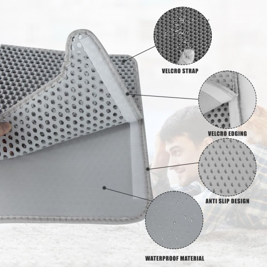 Cat Litter Tray Mat, 40 x 50 cm, Double Layer Cat Litter Tray Mat, Velcro Cat Litter Mat, Easy to Clean, Non-Slip, Durable, Cat Mat, Silver Grey Cat Litter Tray Mat, 40 x 50 cm, Double Layer Cat Litter Tray Mat, Velcro Cat Litter Mat, Easy to Clean, Non-Slip, Durable, Cat Mat, Silver Grey