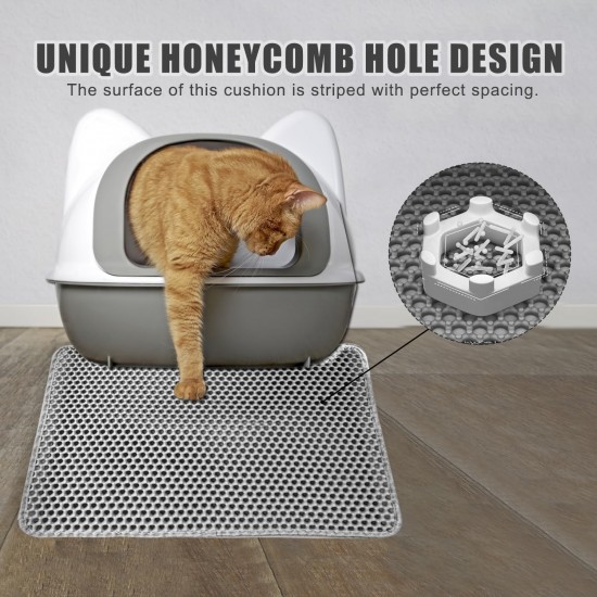 Cat Litter Tray Mat, 40 x 50 cm, Double Layer Cat Litter Tray Mat, Velcro Cat Litter Mat, Easy to Clean, Non-Slip, Durable, Cat Mat, Silver Grey Cat Litter Tray Mat, 40 x 50 cm, Double Layer Cat Litter Tray Mat, Velcro Cat Litter Mat, Easy to Clean, Non-Slip, Durable, Cat Mat, Silver Grey