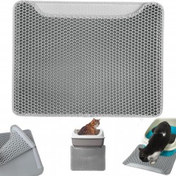 Cat Litter Tray Mat, 40 x 50 cm, Double Layer Cat Litter Tray Mat, Velcro Cat Litter Mat, Easy to Clean, Non-Slip, Durable, Cat Mat, Silver Grey Cat Litter Tray Mat, 40 x 50 cm, Double Layer Cat Litter Tray Mat, Velcro Cat Litter Mat, Easy to Clean, Non-Slip, Durable, Cat Mat, Silver Grey
